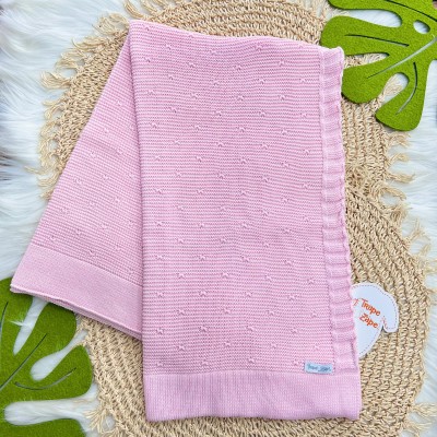 Manta de Linha Ponto Alto - Rosa Bebê